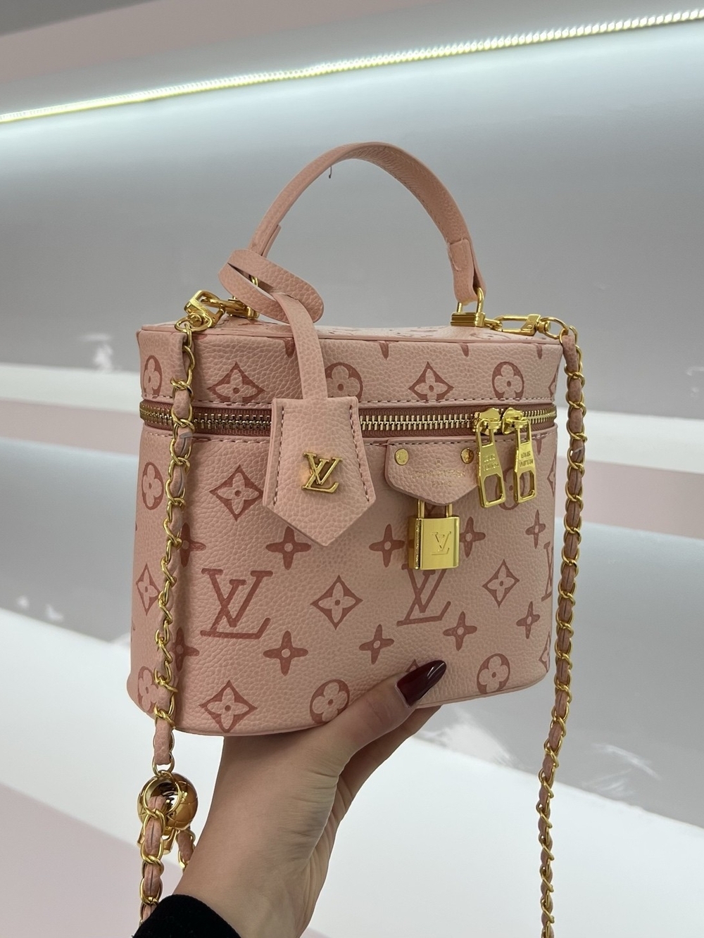 Pink Monogram Vanity Mini Bag with Gold Hardware